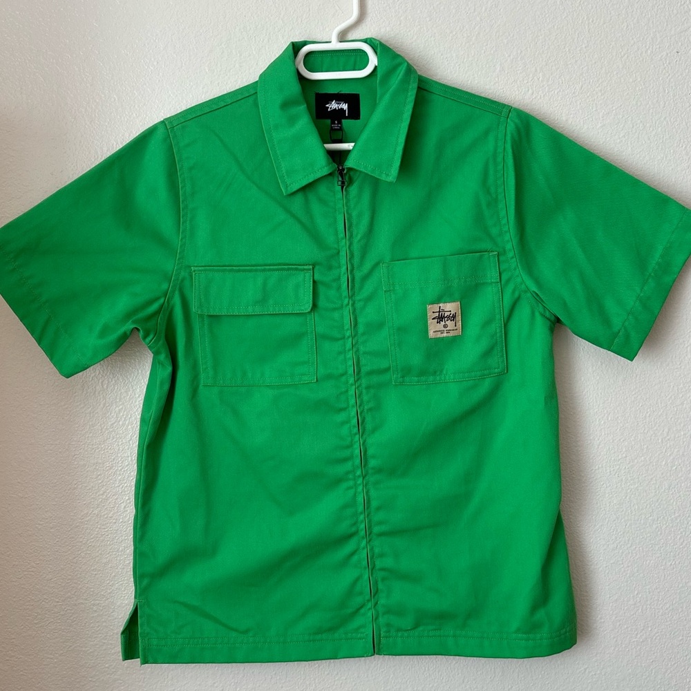 NWT stussy zip up work shirt